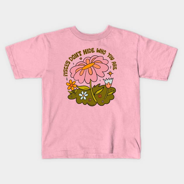 Pisces Flower Kids T-Shirt by Doodle by Meg